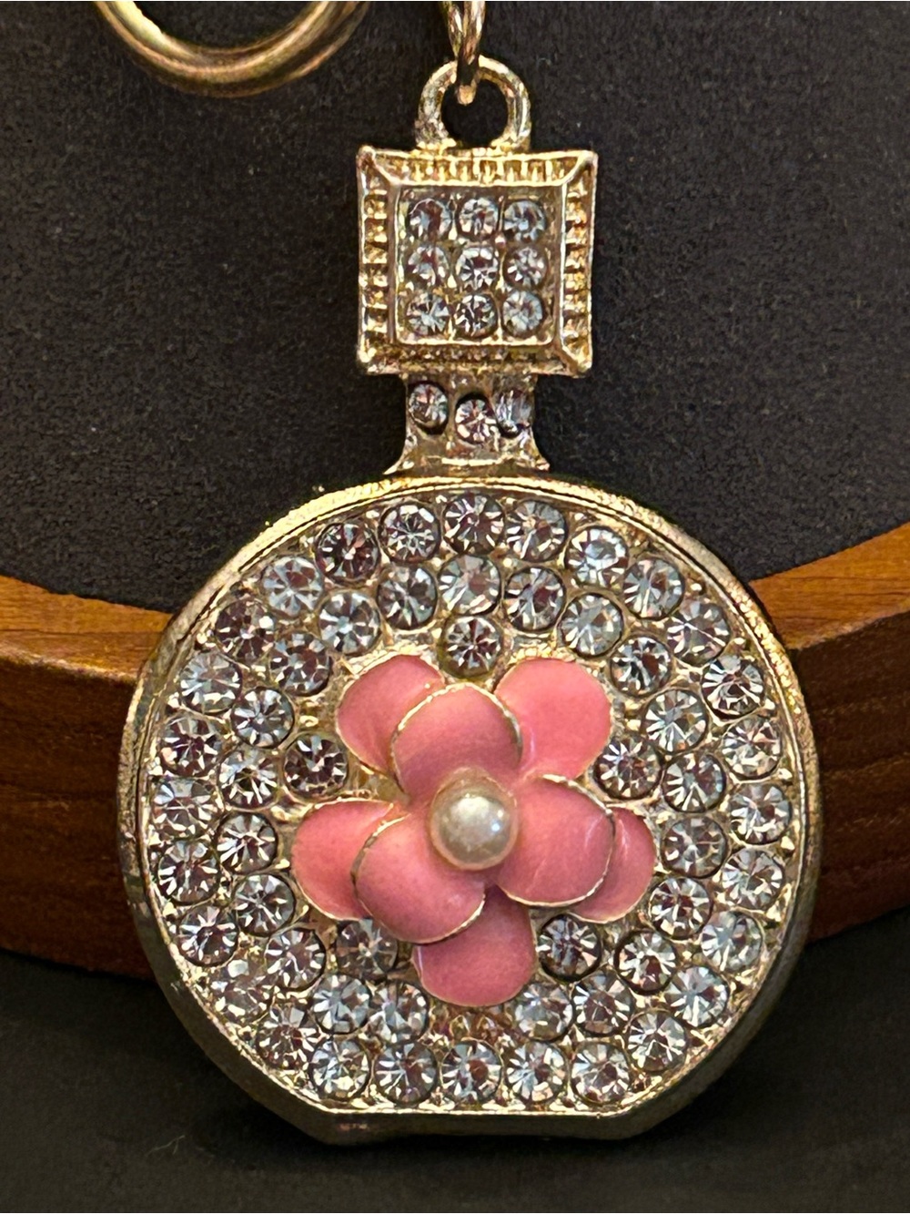 Colorful Enamel Flower Faux Pearl Bag Charm Keychain w/Crystal Accents NWT - Picture 9 of 14